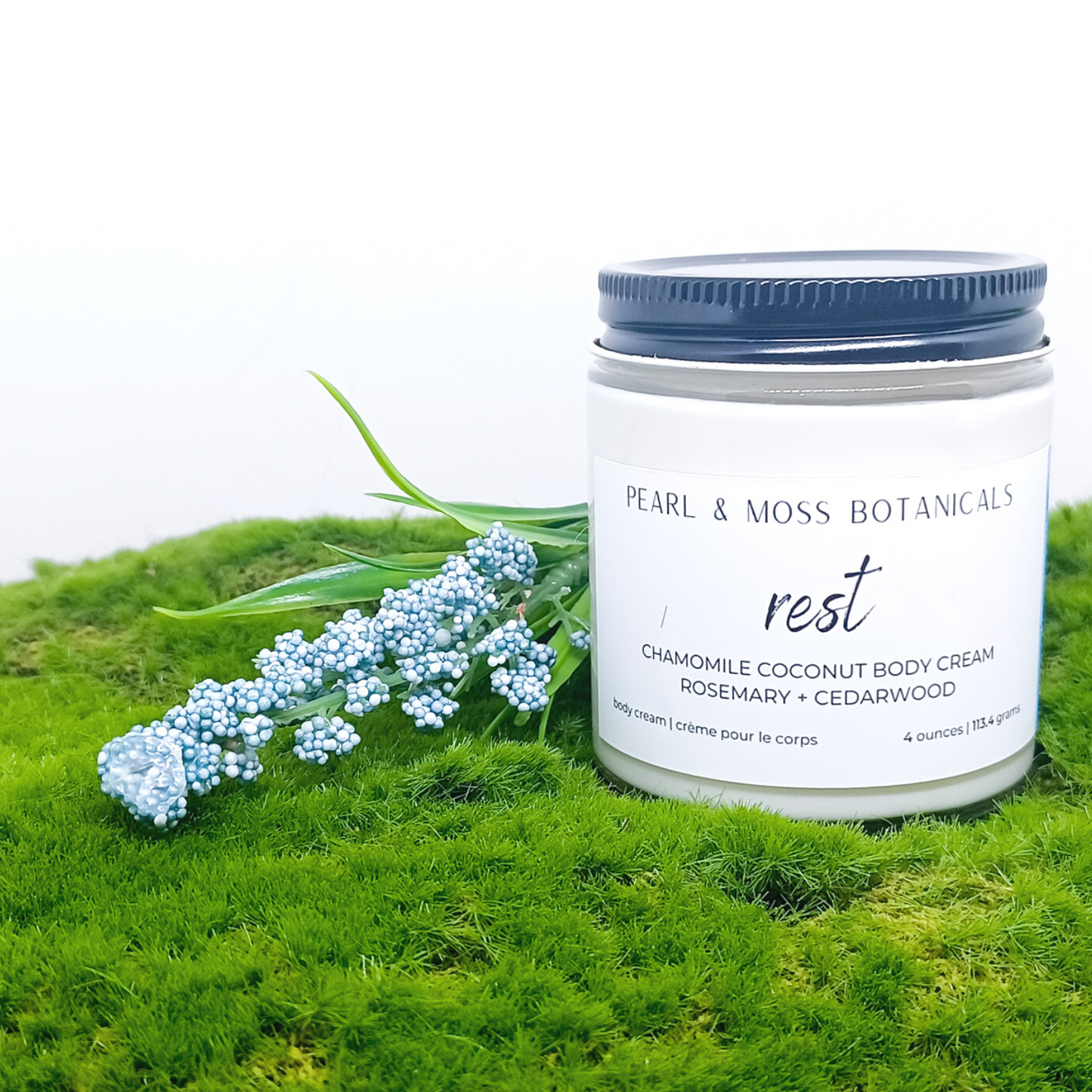 REST: REST is grounding and soothing, combination cedarwood and rosemary essential oils. Light and smooth, the Chamomile Coconut Body Cream is softening and conditioning for the skin, with extra soothing effects from chamomile extract. Rich and luxurious, tucuma and babassu butter shine in this body cream, bringing a velvety smooth finish to your skin, while providing delicious hydration to your skin, courtesy of coconut water.