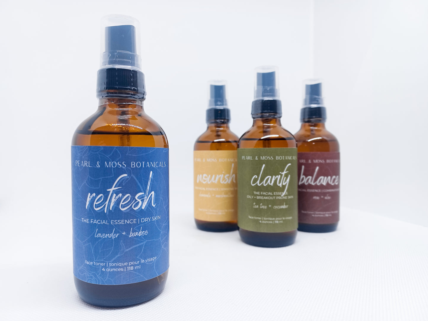REFRESH: A hydrating facial essence with calming lavender floral waters for irritated and inflamed areas of skin. Balanced with soothing aloe vera and bamboo extract. Well suited for dry skin. The FACIAL ESSENCE is hydrating, refreshing and helps to enhance your skin care routine, at any time of the day. Full of active ingredients, each facial essence is formulated to provide the perfect amount of hydration and toning properties.