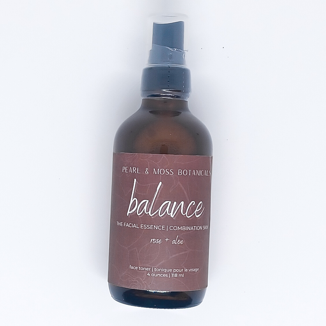 BALANCE: A harmonizing facial essence with rose floral water, beautifully tied together with vitamins B3 and B5 and conditioning chia extract. Well suited for dry/combination, combination/oily skin types. Well rounded enough for all skin types. The FACIAL ESSENCE is hydrating, refreshing and helps to enhance your skin care routine, at any time of the day. Full of active ingredients, each facial essence is formulated to provide the perfect amount of hydration and toning properties.