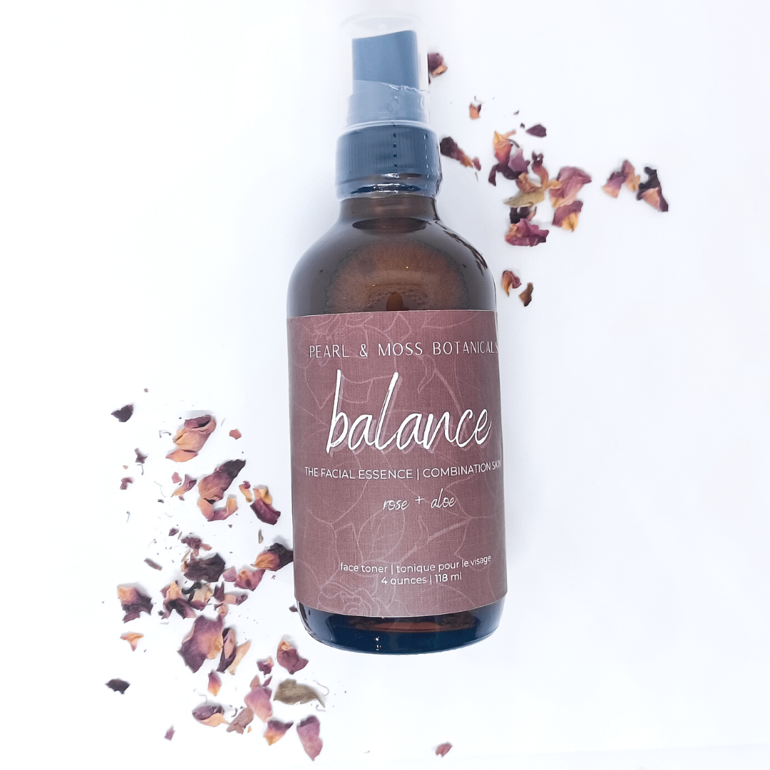 BALANCE: A harmonizing facial essence with rose floral water, beautifully tied together with vitamins B3 and B5 and conditioning chia extract. Well suited for dry/combination, combination/oily skin types. Well rounded enough for all skin types. The FACIAL ESSENCE is hydrating, refreshing and helps to enhance your skin care routine, at any time of the day. Full of active ingredients, each facial essence is formulated to provide the perfect amount of hydration and toning properties.