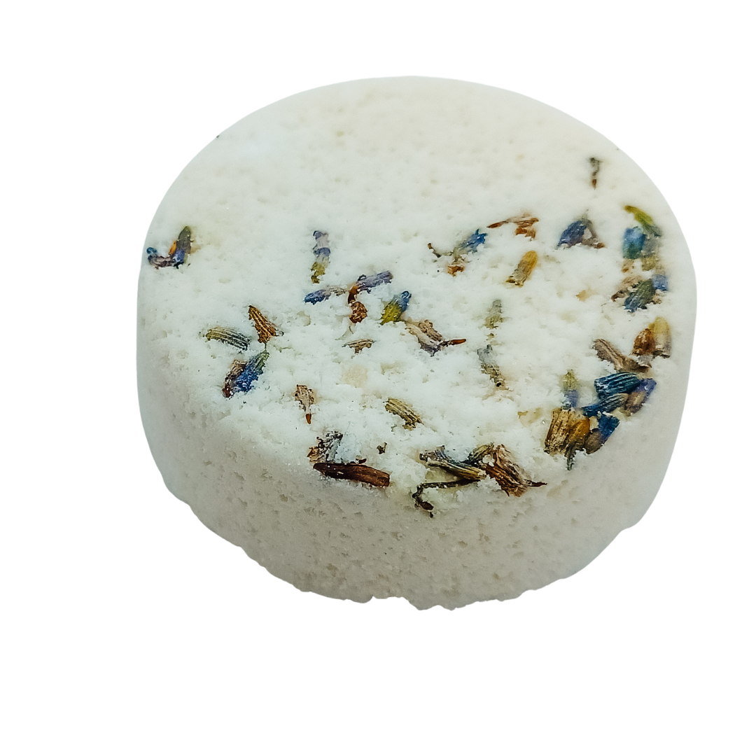 REFLECT: Lavender + Palmarosa (calming) + topped with organic lavender buds and coarse Dead Sea salts  The Ritual Botanical BATH BOMBS are formulated with intent, and dedication to finding purpose and creating ritual in our lives. Formulated with Dead Sea salts, the Botanical Bath Bombs are soft and soothing, rich with hydrating evening primrose oil, and scented perfectly with 100% pure essential oils.