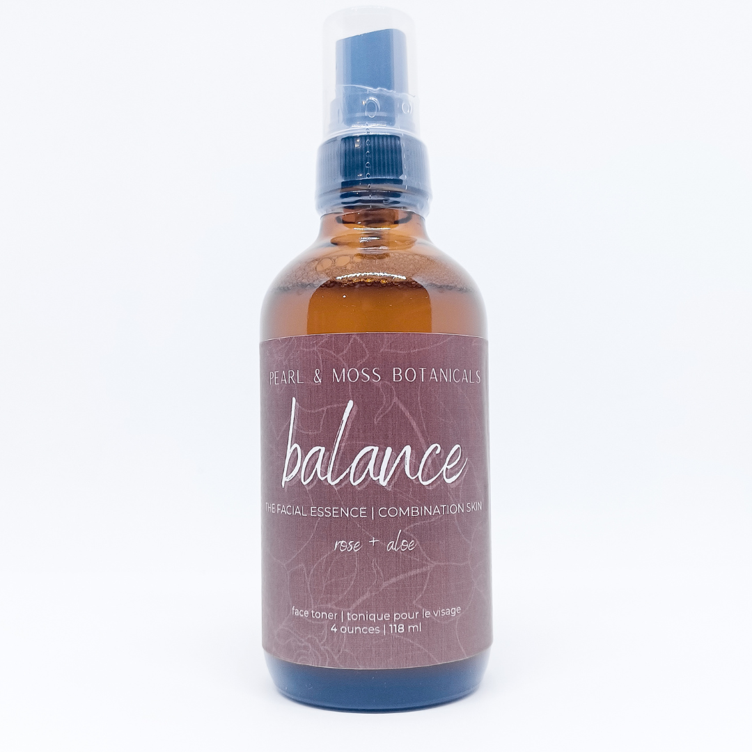 BALANCE: A harmonizing facial essence with rose floral water, beautifully tied together with vitamins B3 and B5 and conditioning chia extract. Well suited for dry/combination, combination/oily skin types. Well rounded enough for all skin types.  The FACIAL ESSENCE is hydrating, refreshing and helps to enhance your skin care routine, at any time of the day. Full of active ingredients, each facial essence is formulated to provide the perfect amount of hydration and toning properties.