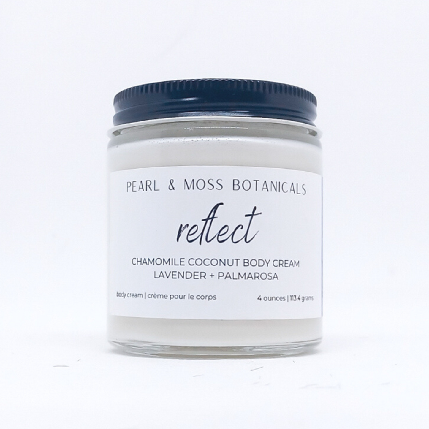 REFLECT: REFLECT is a calming combination of lavender and palmarosa essential oils.  Light and smooth, the Chamomile Coconut Body Cream is softening and conditioning for the skin, with extra soothing effects from chamomile extract. Rich and luxurious, tucuma and babassu butter shine in this body cream, bringing a velvety smooth finish to your skin, while providing delicious hydration to your skin, courtesy of coconut water.