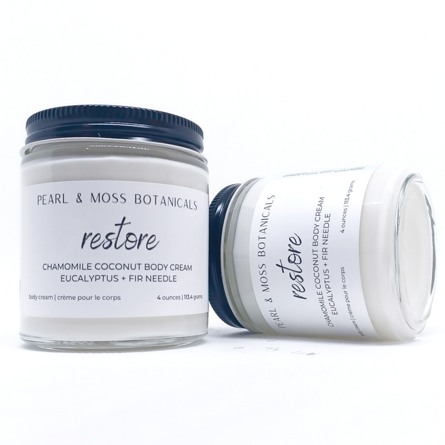 RESTORE: Fresh, woodsy and medicinal, the RESTORE blend features essential oils of fir needle and eucalyptus.  Light and smooth, the Chamomile Coconut Body Cream is softening and conditioning for the skin, with extra soothing effects from chamomile extract. Rich and luxurious, tucuma and babassu butter shine in this body cream, bringing a velvety smooth finish to your skin, while providing delicious hydration to your skin, courtesy of coconut water.
