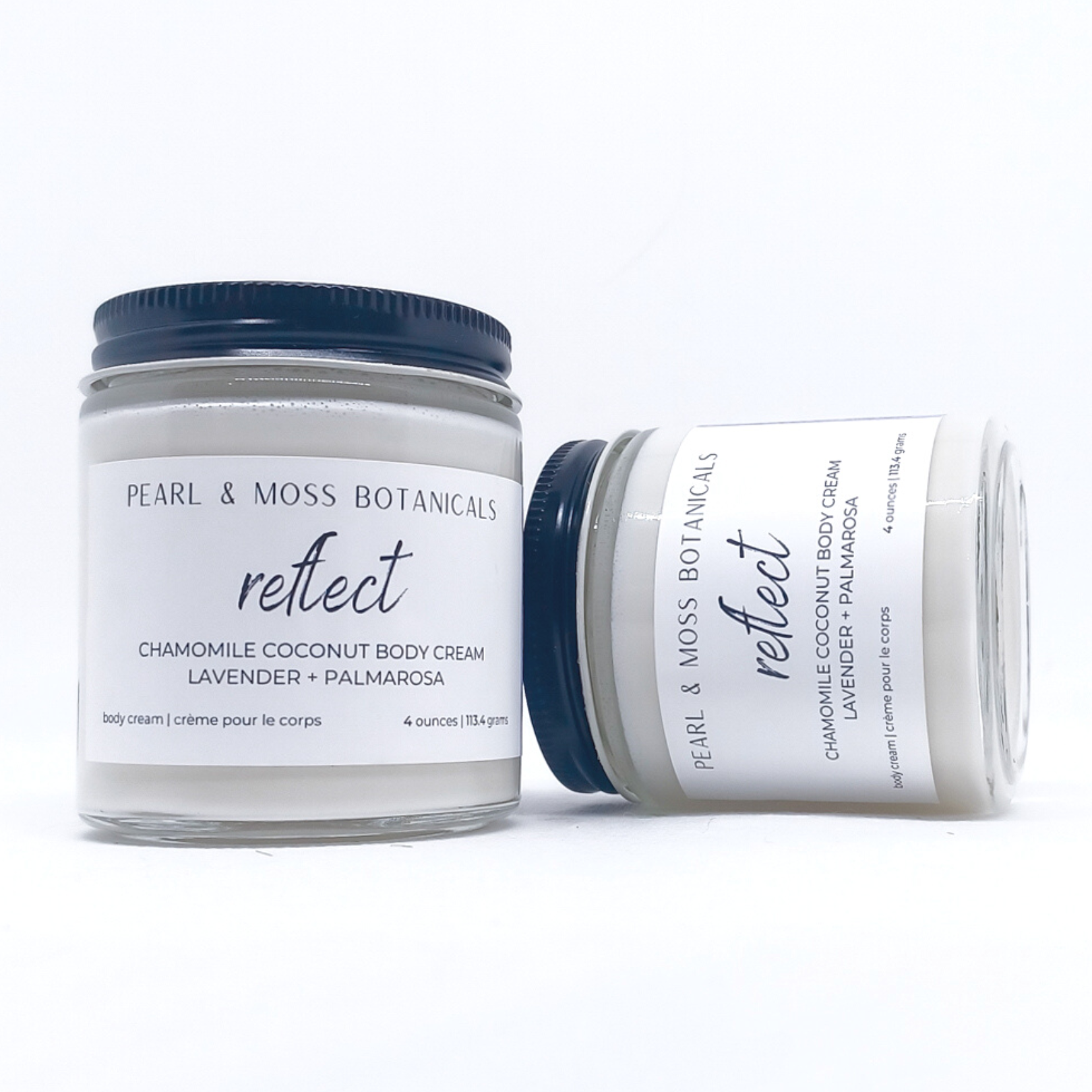 REFLECT: REFLECT is a calming combination of lavender and palmarosa essential oils.  Light and smooth, the Chamomile Coconut Body Cream is softening and conditioning for the skin, with extra soothing effects from chamomile extract. Rich and luxurious, tucuma and babassu butter shine in this body cream, bringing a velvety smooth finish to your skin, while providing delicious hydration to your skin, courtesy of coconut water.